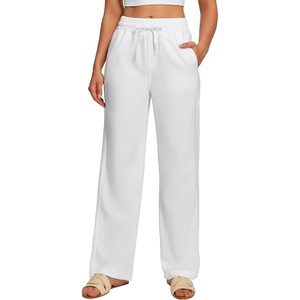 image:imageHeathyoga Linen Pants Women Summer Cotton Beach Pants for Women Casual Wide Leg Palazzo Pants Drawstring Vacation OutfitsWhite
