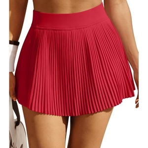 image:imageHeathyoga Pleated Tennis Skirts for Women High Waisted Athletic Skorts for Woman with Pockets Tummy Control Golf SkirtsRed