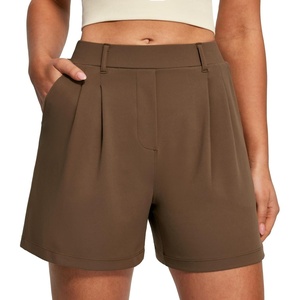 image:imageHeathyoga Stretchy Dress Shorts for Women Pull On Womens Shorts Dressy Casual High Waisted Summer Work Shorts Business CasualBrown
