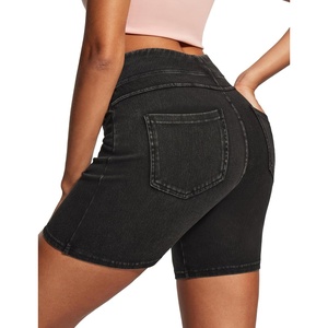 image:imageHeathyoga Stretchy Jean Shorts Womens High Waisted Denim Shorts for Women with Pockets Pull On Jorts Casual Womens ShortsGrey