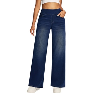 image:imageHeathyoga Wide Leg Jeans Woman High Waist Pull On Baggy Jeans for Women Stretchy Jean Pants Straight Leg Denim PantsRoyal Blue Denim