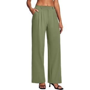 image:imageHeathyoga Womens Dress Pants Pull On Wide Leg Stretchy Work Pants Women Business Casual Outfits Slacks for Women TrousersLoden Green