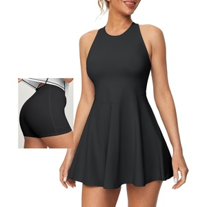 image:imageHeathyoga Womens Tennis Dress with Shorts Underneath Athletic Dress for Women Summer Romper Dresses with Pockets Golf OutfitsBlack