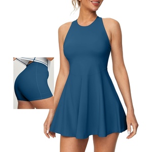 image:imageHeathyoga Womens Tennis Dress with Shorts Underneath Athletic Dress for Women Summer Romper Dresses with Pockets Golf OutfitsIndigo