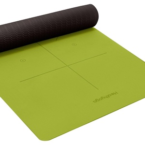 image:imageHeathyoga Yoga Mat Non Slip TPE Pilates Exercise Mats for Home Workout Gym Fitness Eco Friendly Thick Hot Yoga Mat with Strap Body Alignment72x 26 Thickness 14Grass Green