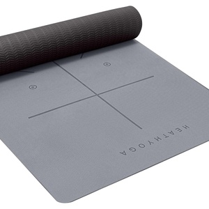 image:imageHeathyoga Yoga Mat Non Slip TPE Pilates Exercise Mats for Home Workout Gym Fitness Eco Friendly Thick Hot Yoga Mat with Strap Body Alignment72x 26 Thickness 14Charcoal