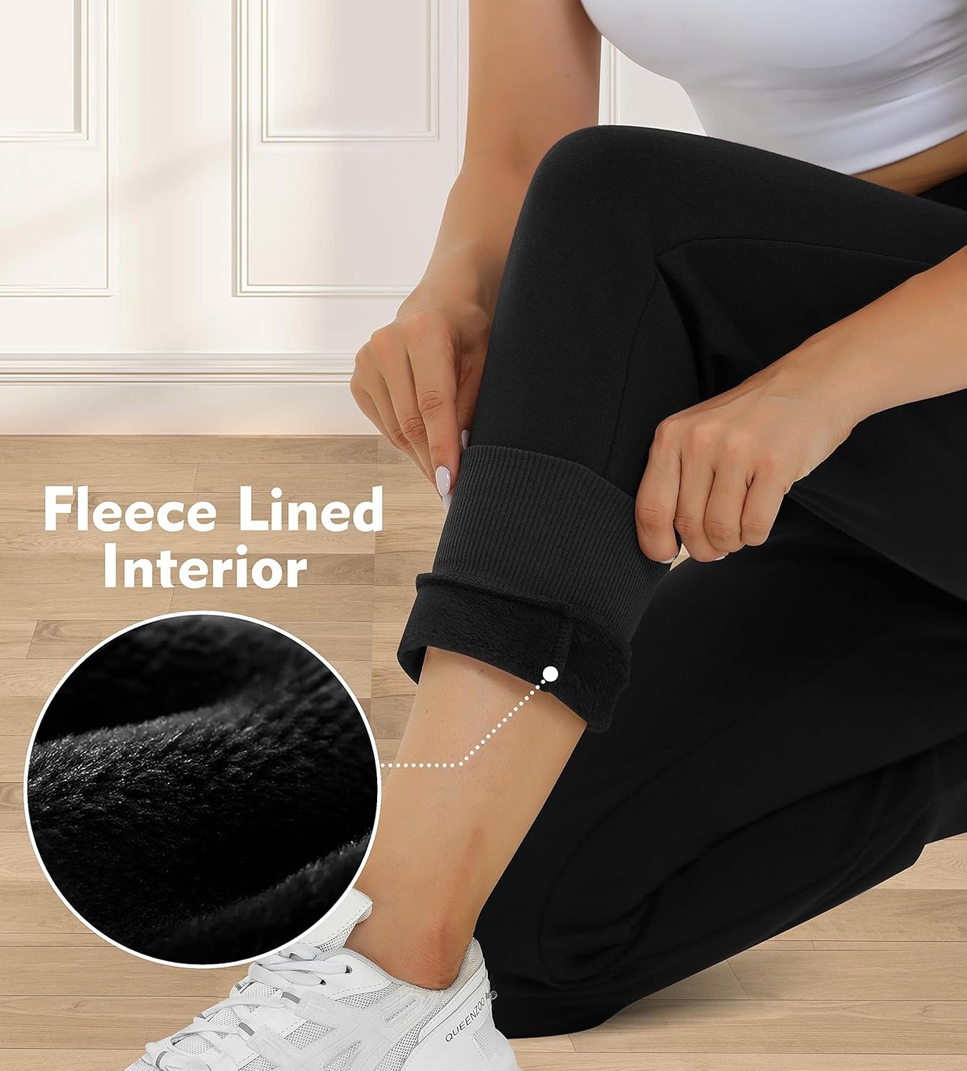 image:imageHeathyoga Fleece Lined Joggers for Women Thermal Sweatpants for Women Joggers with Pockets Workout Pants Running PantsBlack