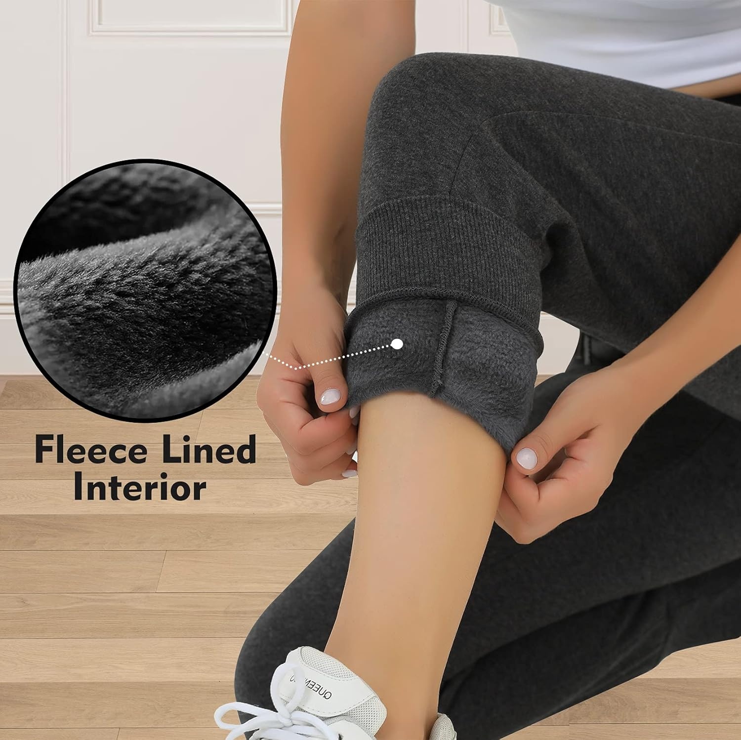 image:imageHeathyoga Fleece Lined Joggers for Women Thermal Sweatpants for Women Joggers with Pockets Workout Pants Running PantsCharcoal