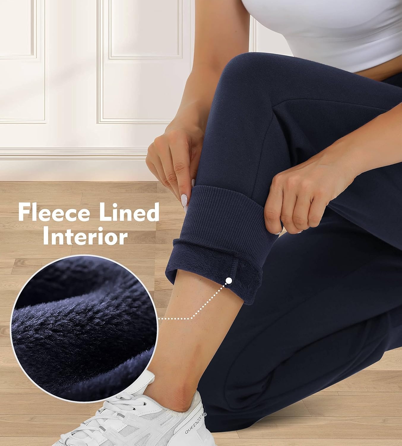 image:imageHeathyoga Fleece Lined Joggers for Women Thermal Sweatpants for Women Joggers with Pockets Workout Pants Running PantsDarkblue