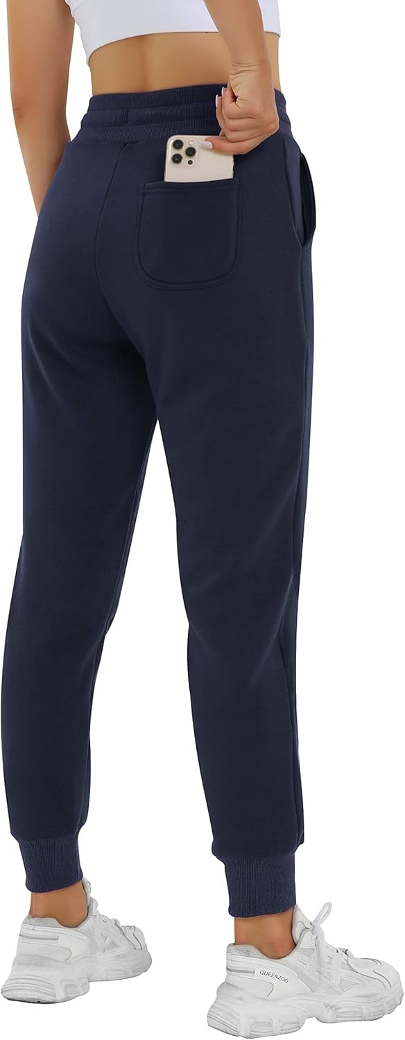 image:imageHeathyoga Fleece Lined Joggers for Women Thermal Sweatpants for Women Joggers with Pockets Workout Pants Running PantsDarkblue