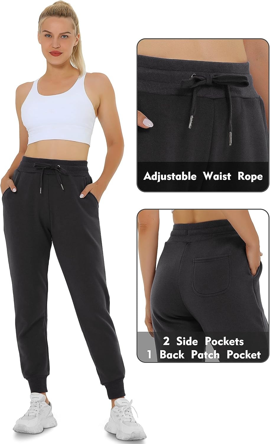 image:imageHeathyoga Fleece Lined Joggers for Women Thermal Sweatpants for Women Joggers with Pockets Workout Pants Running PantsGrey
