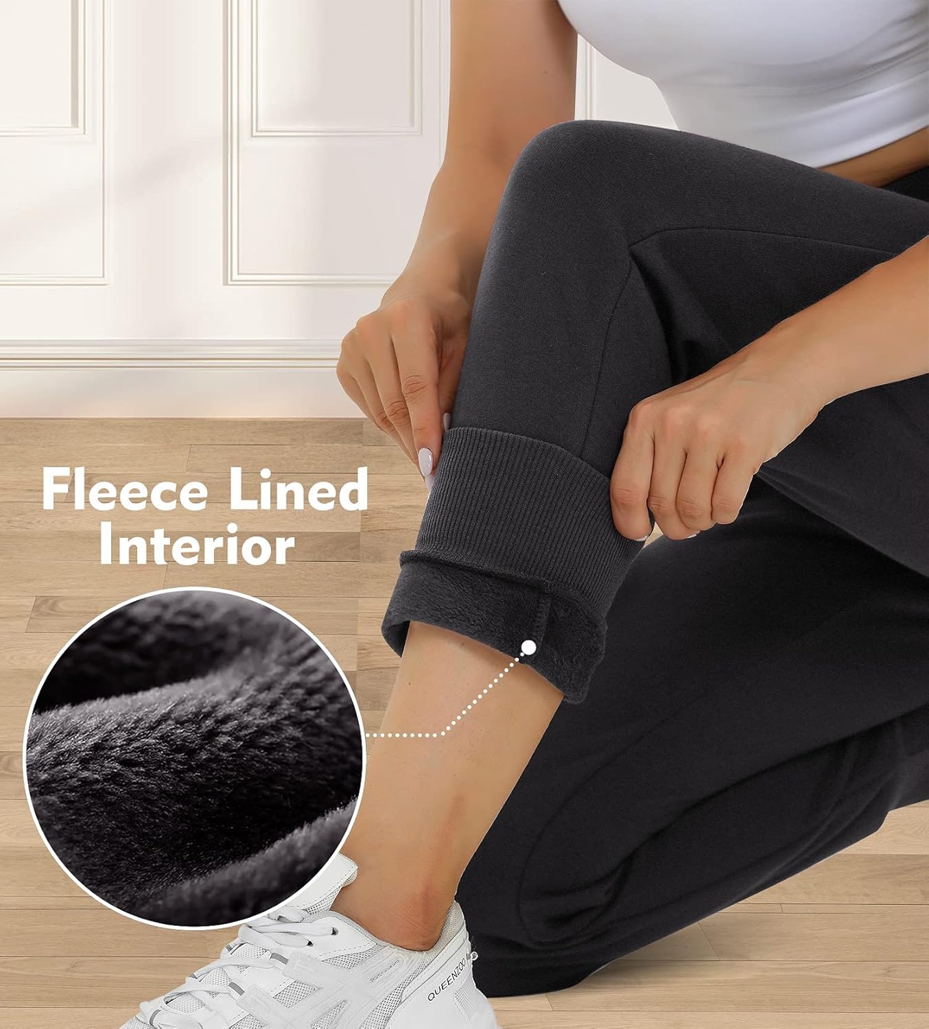 image:imageHeathyoga Fleece Lined Joggers for Women Thermal Sweatpants for Women Joggers with Pockets Workout Pants Running PantsGrey