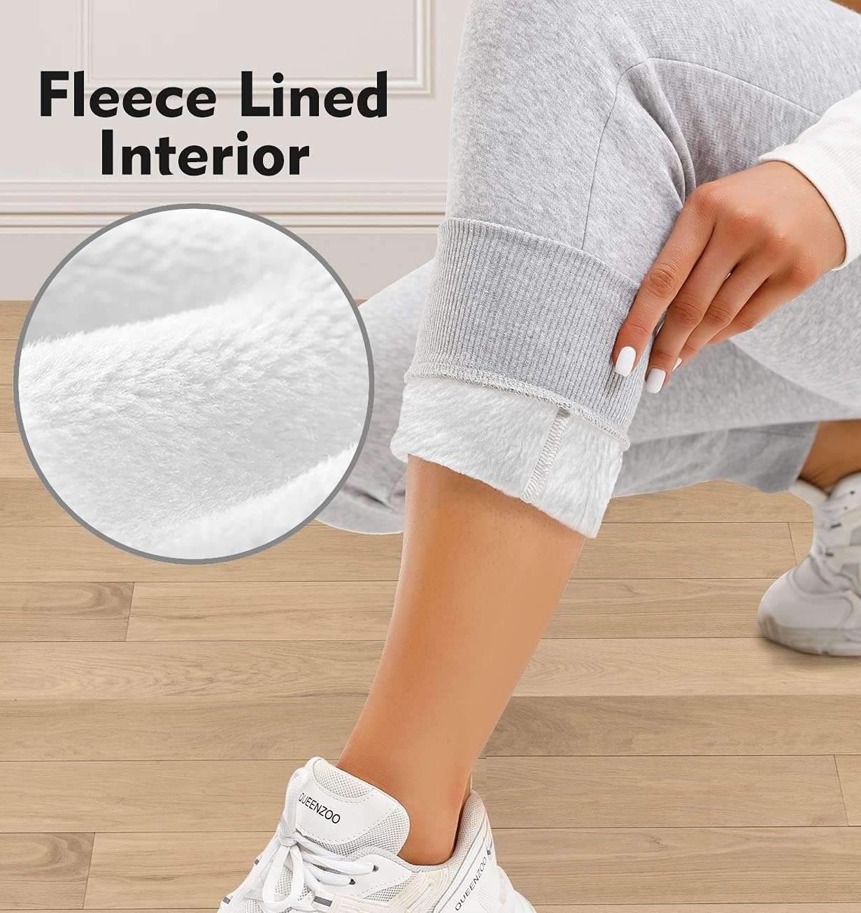 image:imageHeathyoga Fleece Lined Joggers for Women Thermal Sweatpants for Women Joggers with Pockets Workout Pants Running PantsLight Gray