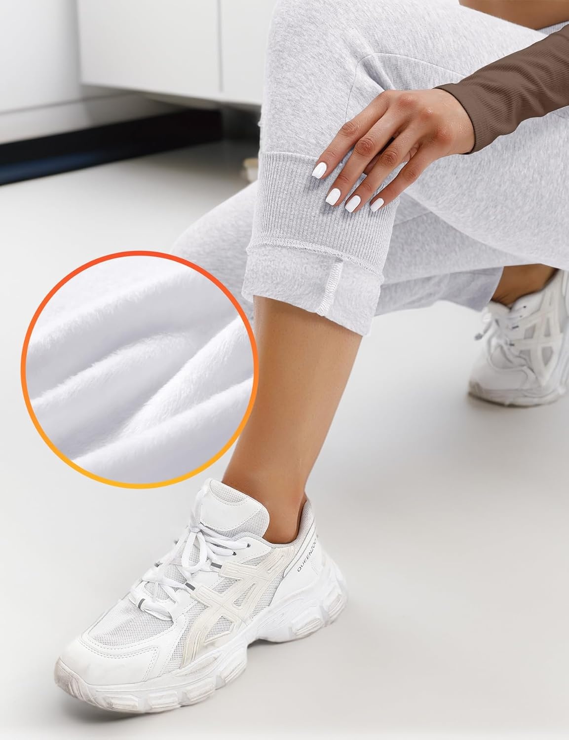 image:imageHeathyoga Fleece Lined Joggers for Women Thermal Sweatpants for Women Joggers with Pockets Workout Pants Running PantsWhite