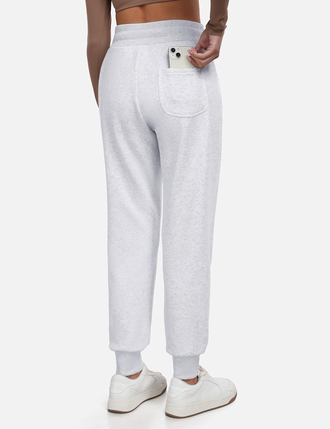 image:imageHeathyoga Fleece Lined Joggers for Women Thermal Sweatpants for Women Joggers with Pockets Workout Pants Running PantsWhite