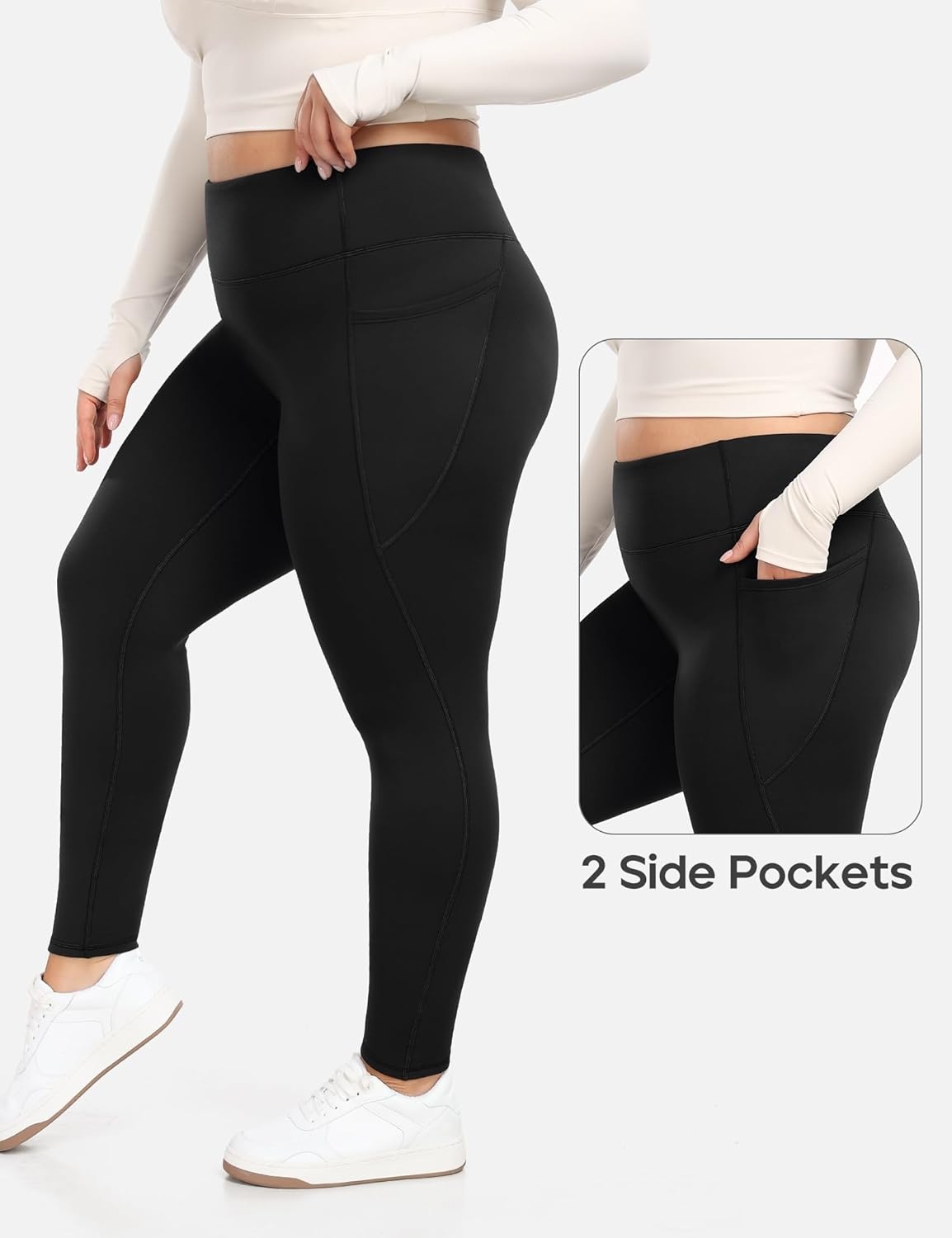 image:imageHeathyoga Fleece Lined Plus Size Leggings with Pockets Tummy Control Plus Size Pants for Women Workout Clothes XL4XL