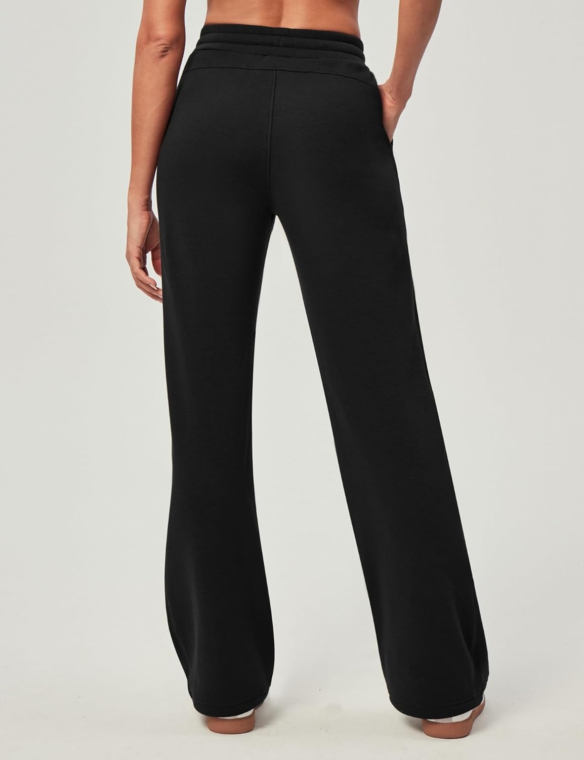 image:imageHeathyoga Fleece Lined Wide Leg Sweatpants Women Baggy High Waisted Flare Sweat Pants for Women Joggers with PocketsBlack