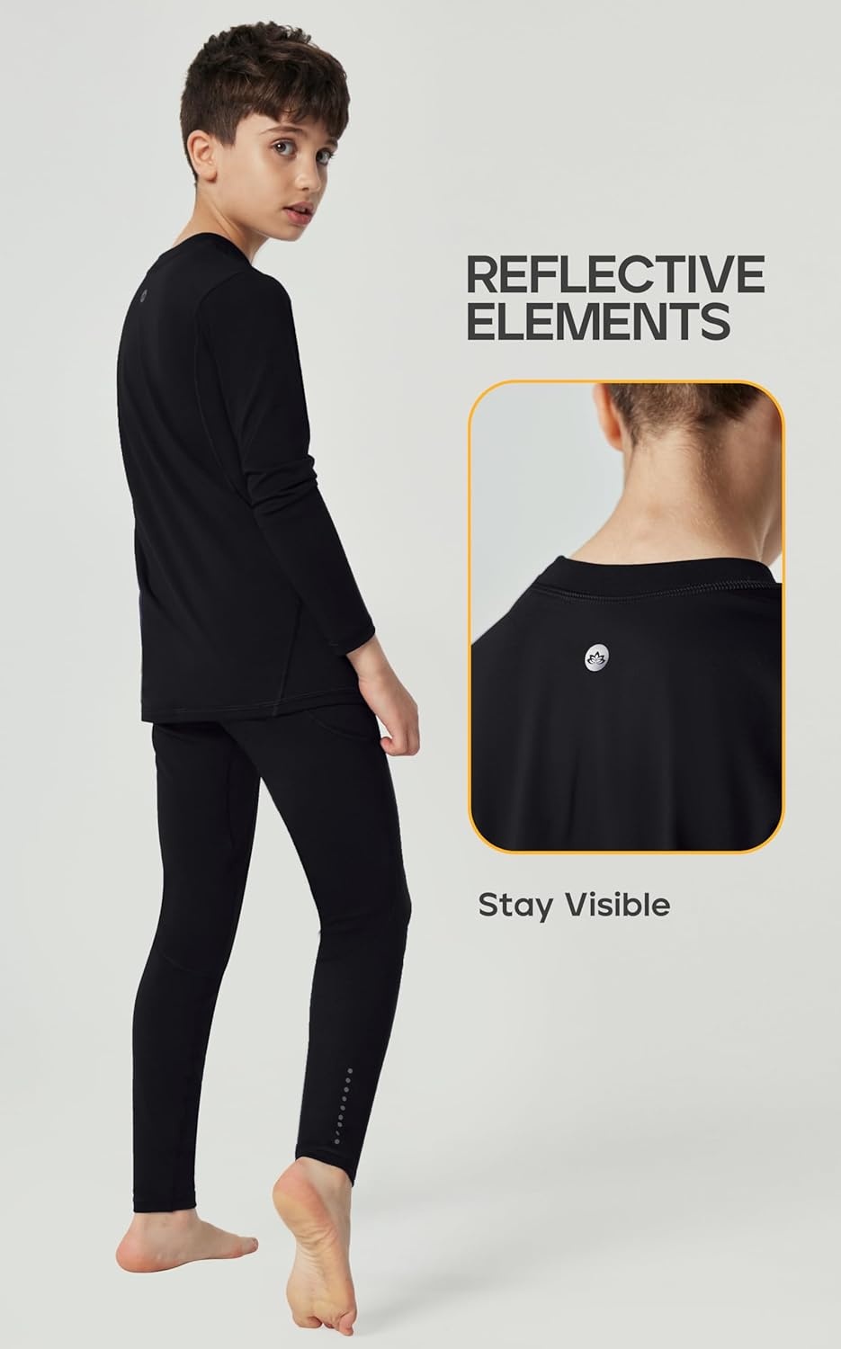 image:imageHeathyoga Thermal Underwear for Kids Boys Toddler Thermal Set Fleece Lined Long Johns Base Layer Winter Clothes for GirlsBlack