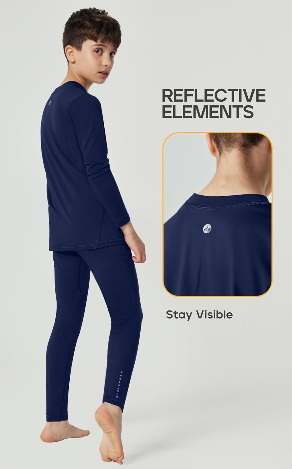 image:imageHeathyoga Thermal Underwear for Kids Boys Toddler Thermal Set Fleece Lined Long Johns Base Layer Winter Clothes for GirlsBlue