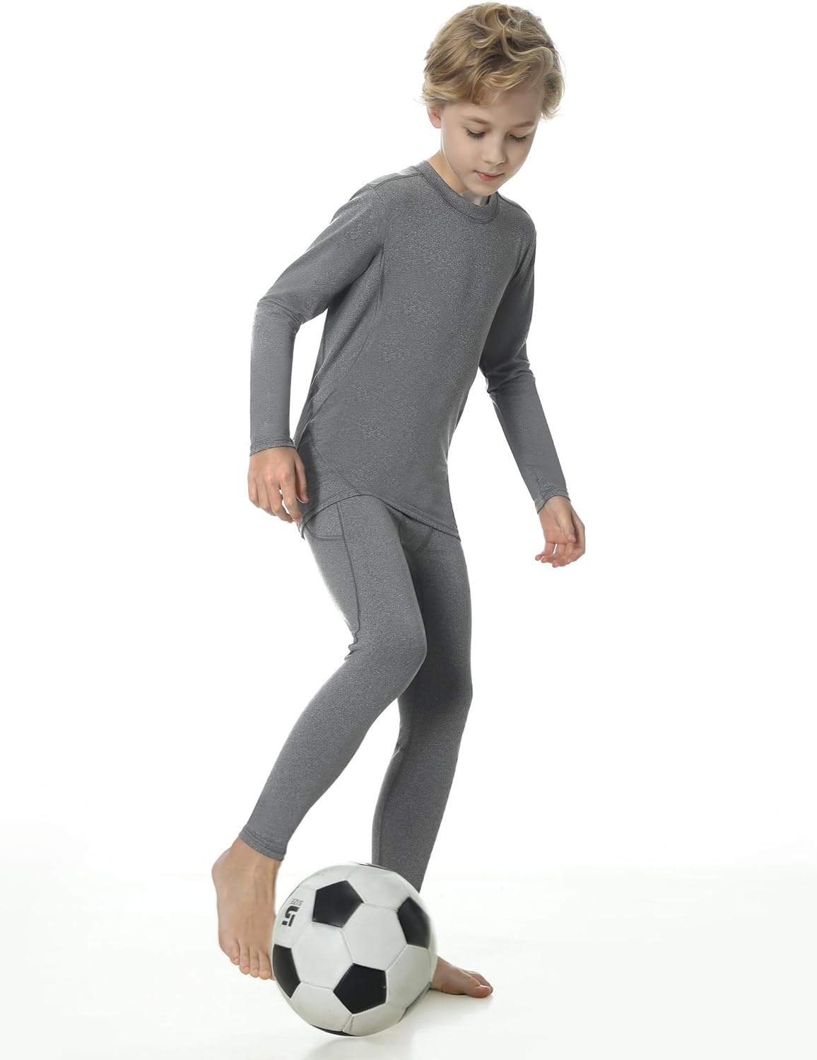 image:imageHeathyoga Thermal Underwear for Kids Boys Toddler Thermal Set Fleece Lined Long Johns Base Layer Winter Clothes for GirlsLight Grey