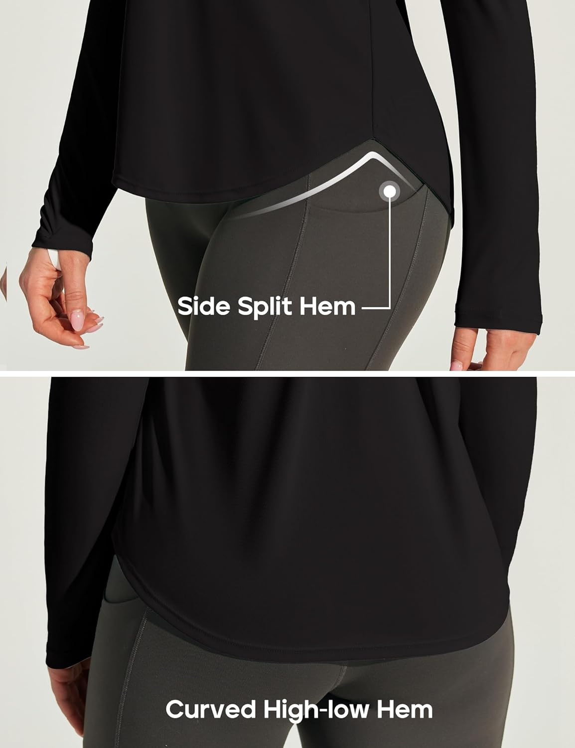 image:imageHeathyoga Womens Workout Tops UPF 50 Long Sleeve Sun Shirts for Women SPF Rash Guard UV Protection Hiking Running ShirtsBlack