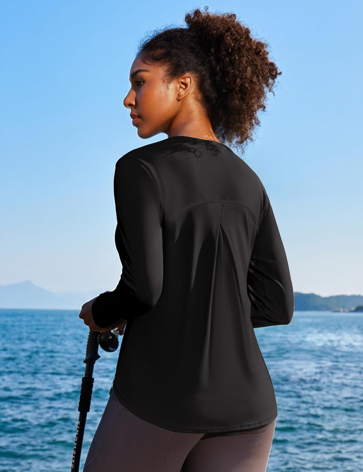 image:imageHeathyoga Womens Workout Tops UPF 50 Long Sleeve Sun Shirts for Women SPF Rash Guard UV Protection Hiking Running ShirtsBlack