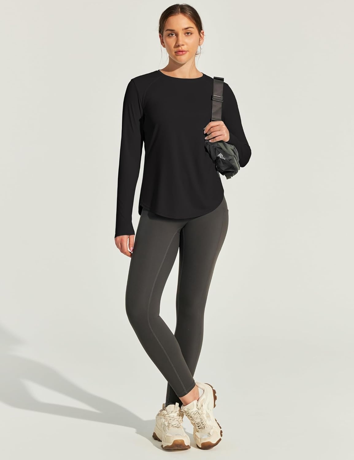 image:imageHeathyoga Womens Workout Tops UPF 50 Long Sleeve Sun Shirts for Women SPF Rash Guard UV Protection Hiking Running ShirtsBlack