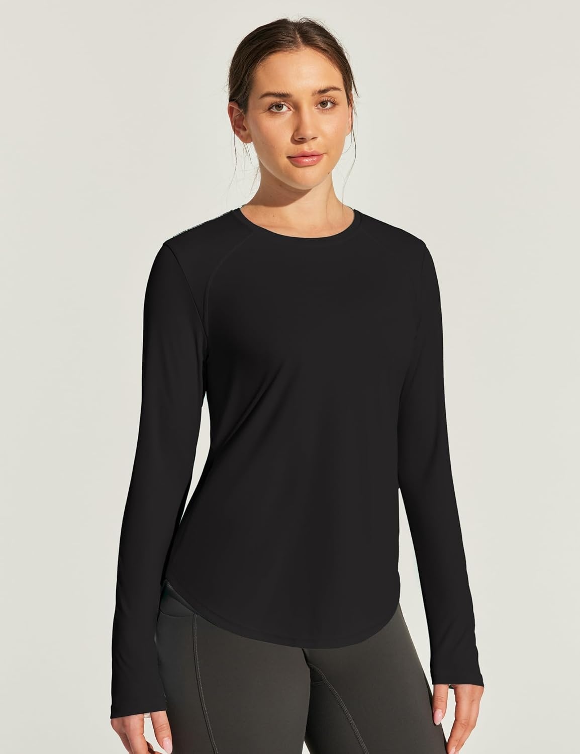 image:imageHeathyoga Womens Workout Tops UPF 50 Long Sleeve Sun Shirts for Women SPF Rash Guard UV Protection Hiking Running ShirtsBlack