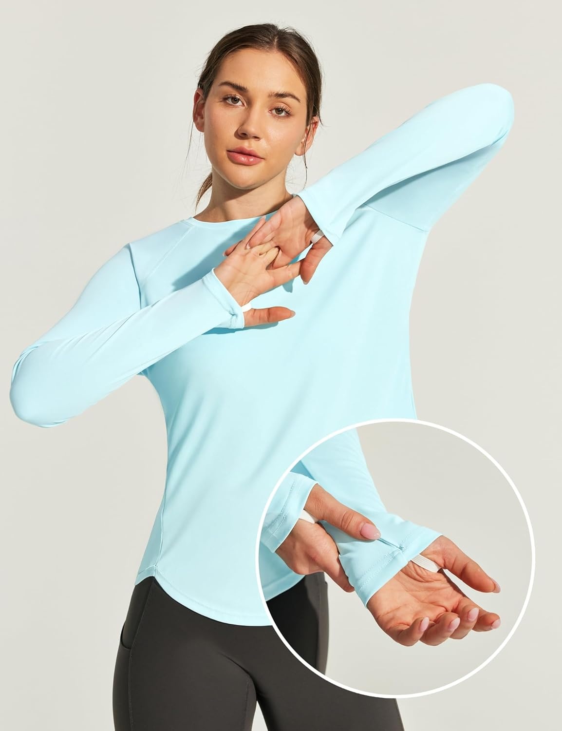 image:imageHeathyoga Womens Workout Tops UPF 50 Long Sleeve Sun Shirts for Women SPF Rash Guard UV Protection Hiking Running ShirtsMint Green
