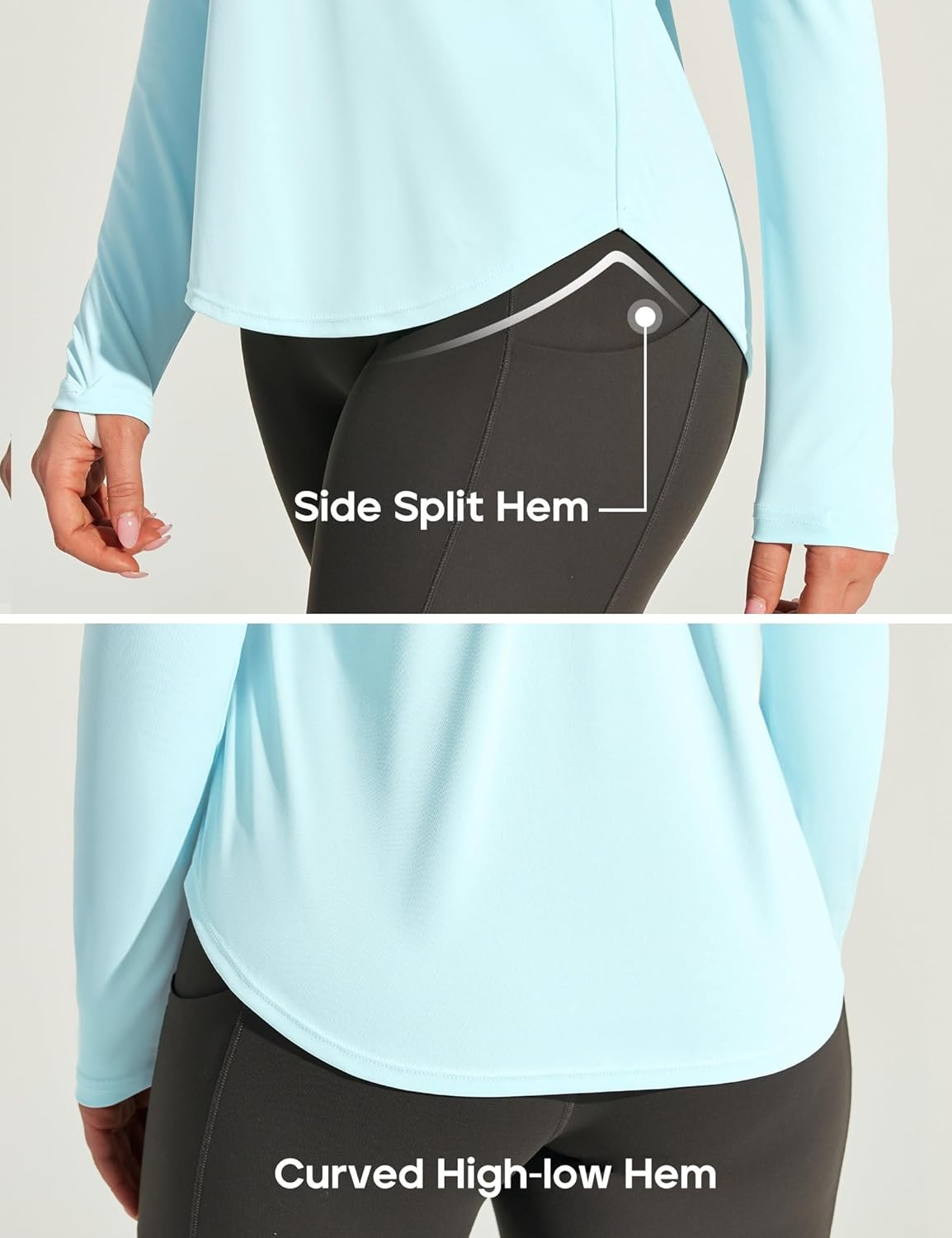image:imageHeathyoga Womens Workout Tops UPF 50 Long Sleeve Sun Shirts for Women SPF Rash Guard UV Protection Hiking Running ShirtsMint Green