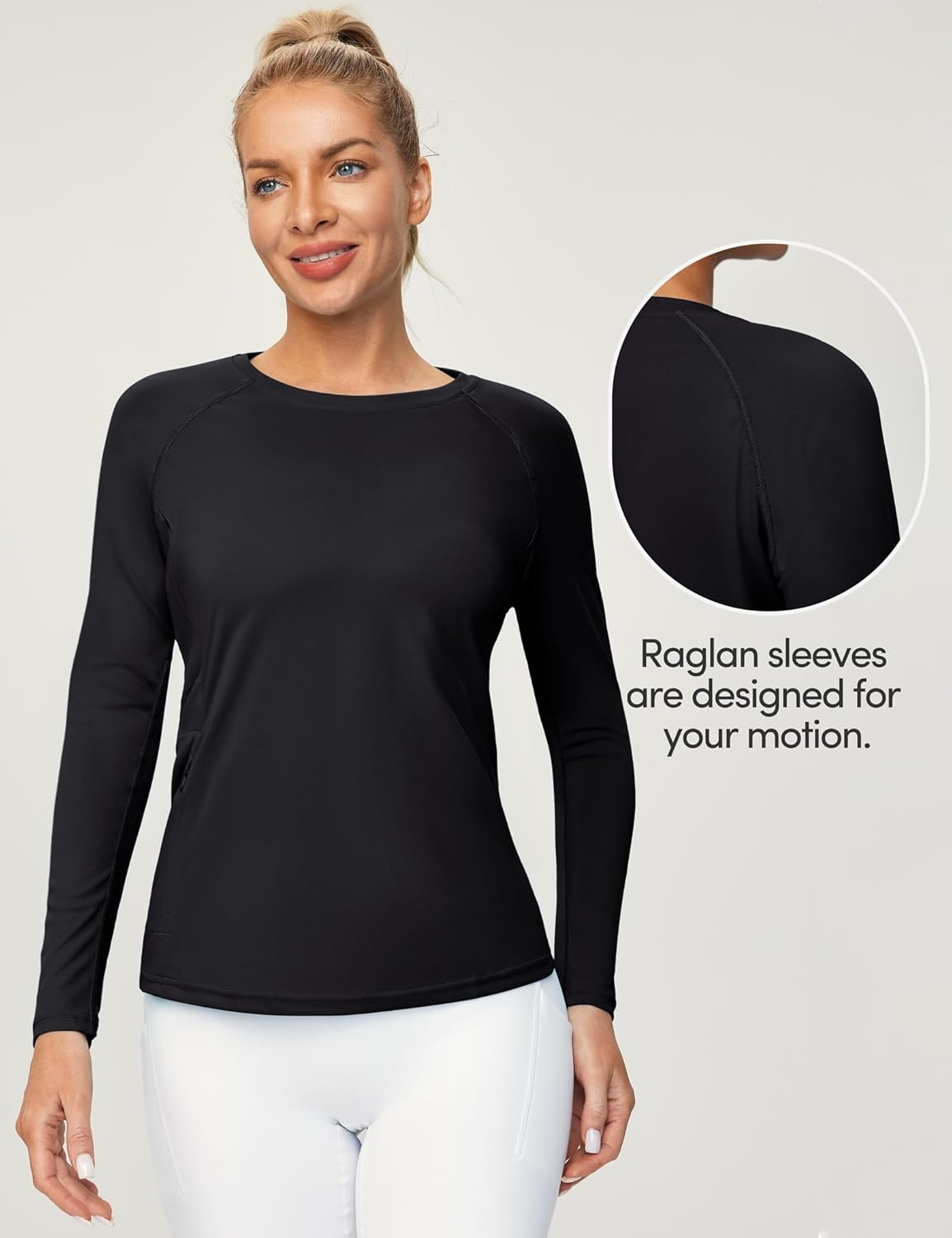 image:imageHeathyoga Womens Workout Tops UPF 50 Long Sleeve Sun Shirts for Women SPF Rash Guard UV Protection Hiking Running ShirtsOld Black