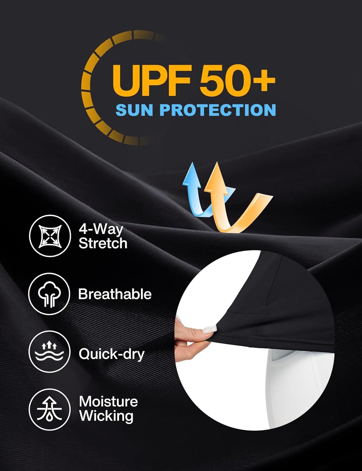 image:imageHeathyoga Womens Workout Tops UPF 50 Long Sleeve Sun Shirts for Women SPF Rash Guard UV Protection Hiking Running ShirtsOld Black