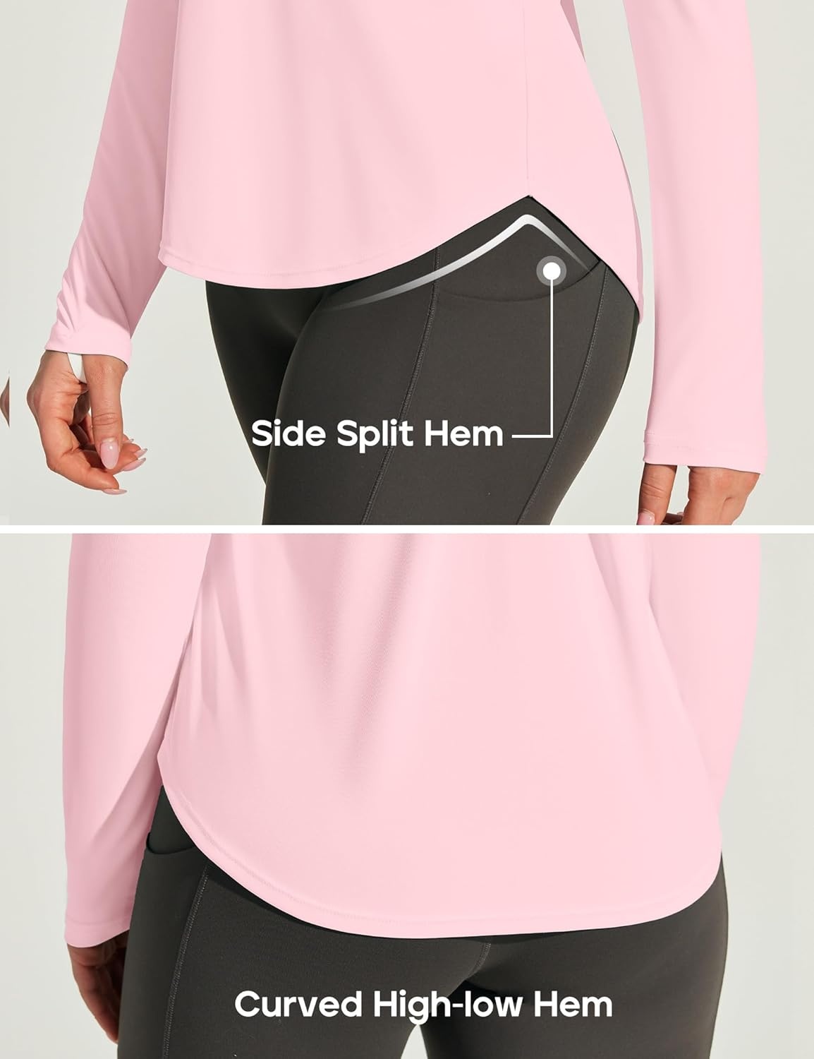image:imageHeathyoga Womens Workout Tops UPF 50 Long Sleeve Sun Shirts for Women SPF Rash Guard UV Protection Hiking Running ShirtsPink