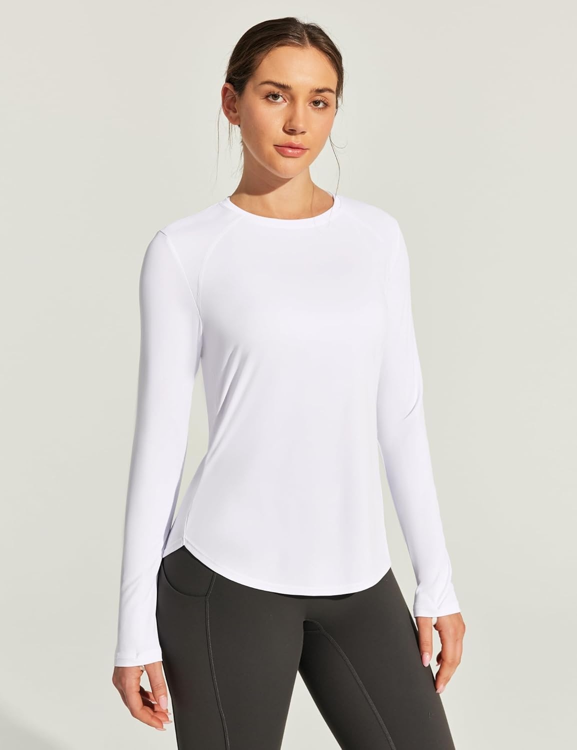 image:imageHeathyoga Womens Workout Tops UPF 50 Long Sleeve Sun Shirts for Women SPF Rash Guard UV Protection Hiking Running ShirtsWhite