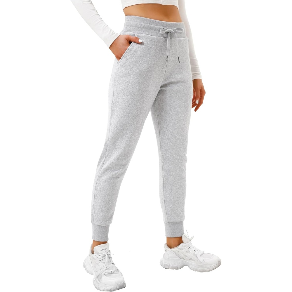 image:imageHeathyoga Fleece Lined Joggers for Women Thermal Sweatpants for Women Joggers with Pockets Workout Pants Running PantsLight Gray