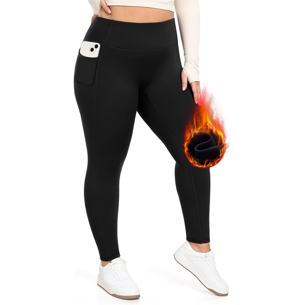 image:imageHeathyoga Fleece Lined Plus Size Leggings with Pockets Tummy Control Plus Size Pants for Women Workout Clothes XL4XL