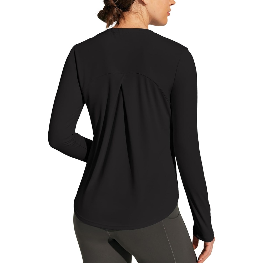 image:imageHeathyoga Womens Workout Tops UPF 50 Long Sleeve Sun Shirts for Women SPF Rash Guard UV Protection Hiking Running ShirtsBlack
