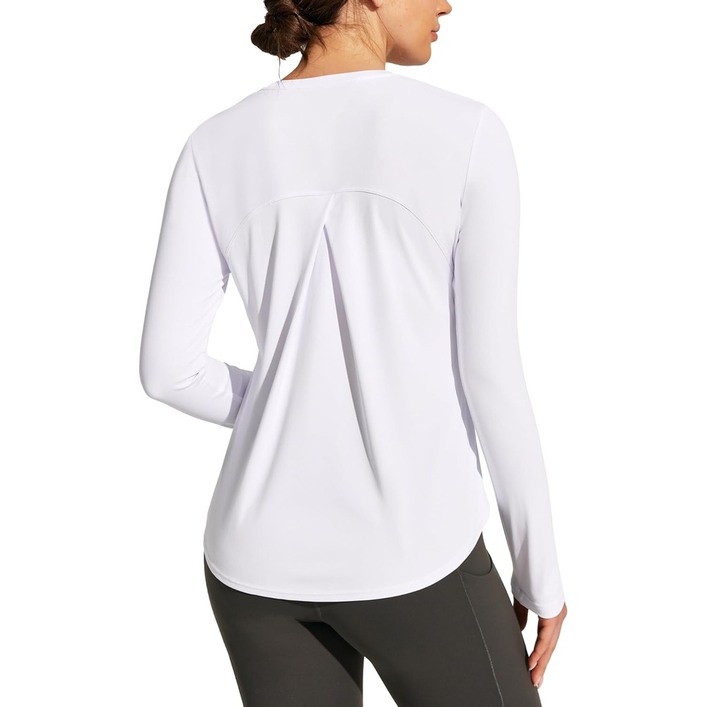 image:imageHeathyoga Womens Workout Tops UPF 50 Long Sleeve Sun Shirts for Women SPF Rash Guard UV Protection Hiking Running ShirtsWhite