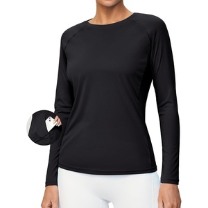 image:imageHeathyoga Womens Workout Tops UPF 50 Long Sleeve Sun Shirts for Women SPF Rash Guard UV Protection Hiking Running ShirtsOld Black