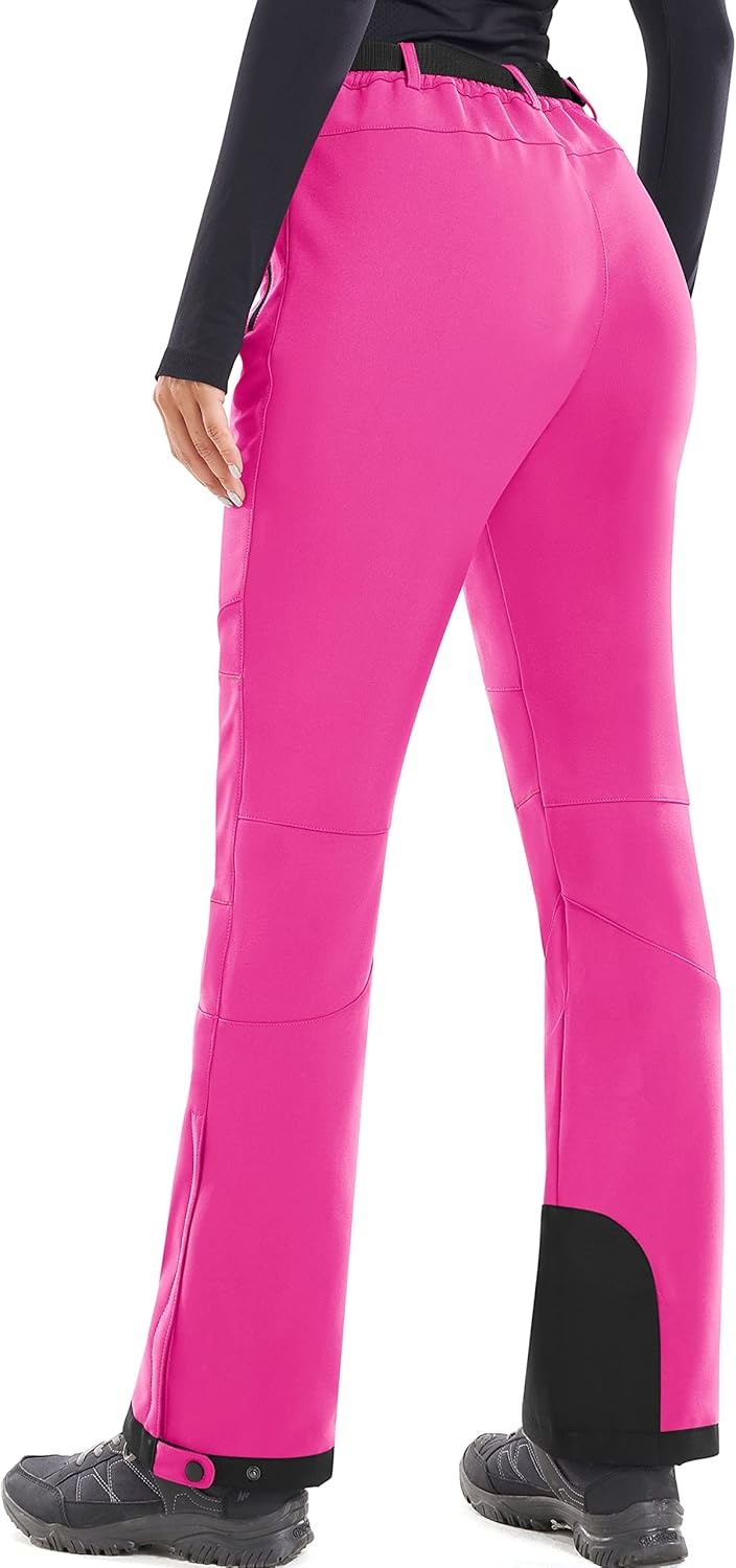 image:imageHeathyoga Snow Ski Pants Women Waterproof Softshell Insulated Fleece Lined Snowboard Pants Hiking Pants for Winter OutdoorPink