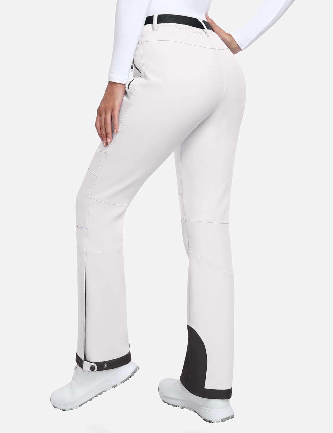 image:imageHeathyoga Snow Ski Pants Women Waterproof Softshell Insulated Fleece Lined Snowboard Pants Hiking Pants for Winter OutdoorWhite