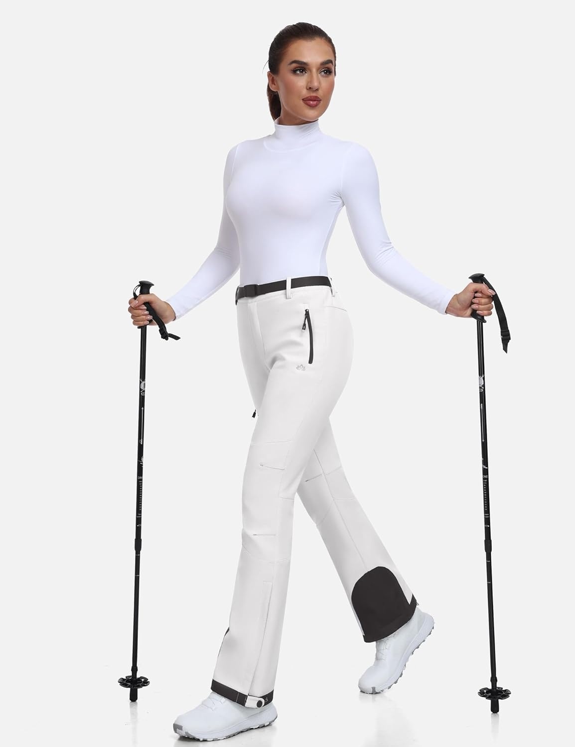 image:imageHeathyoga Snow Ski Pants Women Waterproof Softshell Insulated Fleece Lined Snowboard Pants Hiking Pants for Winter OutdoorWhite