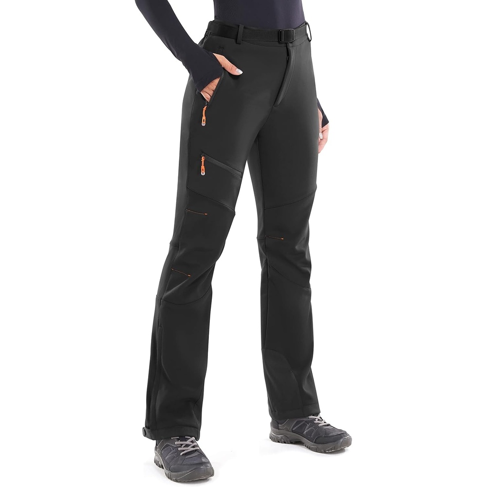 image:imageHeathyoga Snow Ski Pants Women Waterproof Softshell Insulated Fleece Lined Snowboard Pants Hiking Pants for Winter OutdoorBlack