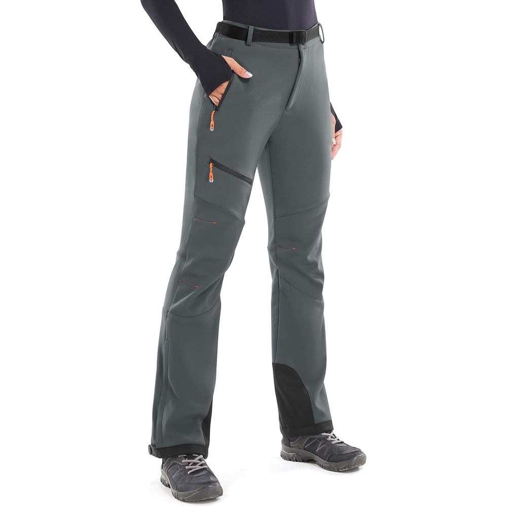 image:imageHeathyoga Snow Ski Pants Women Waterproof Softshell Insulated Fleece Lined Snowboard Pants Hiking Pants for Winter OutdoorGray