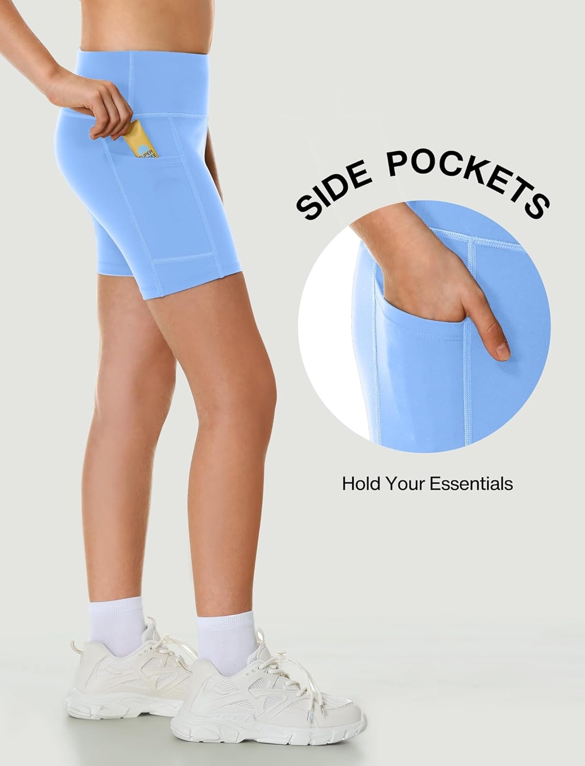 image:imageHeathyoga 5 Girls Volleyball Shorts for Teen Girls Dance Biker Shorts Kids Gymnastics Athletic SpandexLight Blue