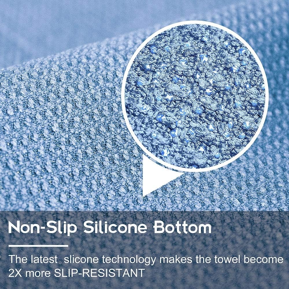 image:imageHeathyoga Hot Yoga Towel Non Slip Microfiber Non Slip Yoga Mat Towel Exclusive Corner Pockets Design DualGrip Sweat Absorbent Perfect for Hot Yoga Bikram Pilates and Yoga MatsBlue