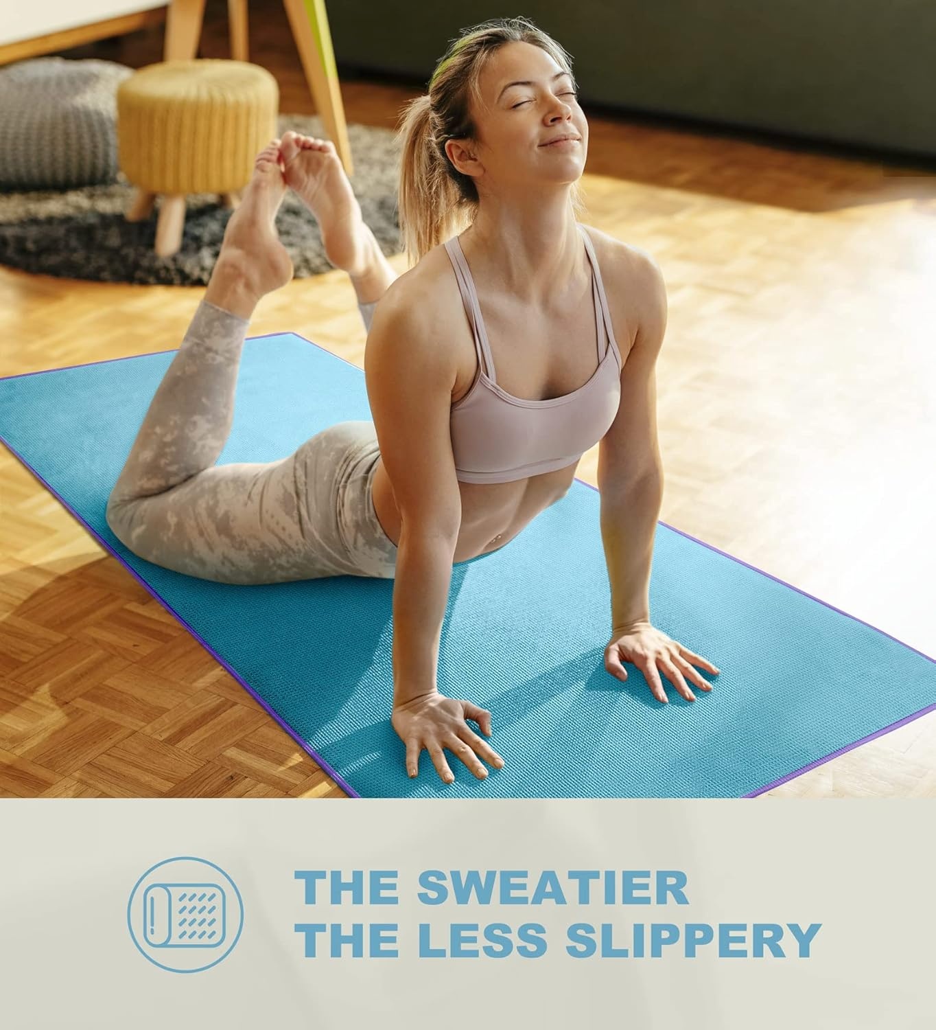 image:imageHeathyoga Hot Yoga Towel Non Slip Microfiber Non Slip Yoga Mat Towel Exclusive Corner Pockets Design DualGrip Sweat Absorbent Perfect for Hot Yoga Bikram Pilates and Yoga MatsTeal