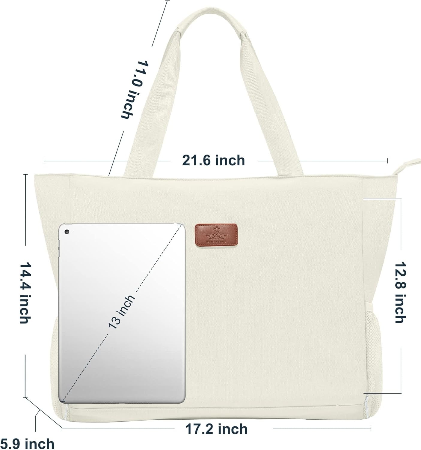 image:imageHeathyoga MultiFunctional Yoga Mat Carrier Gym Tote Bag Large Mat Pocket Womens Workout BagZipperBeige
