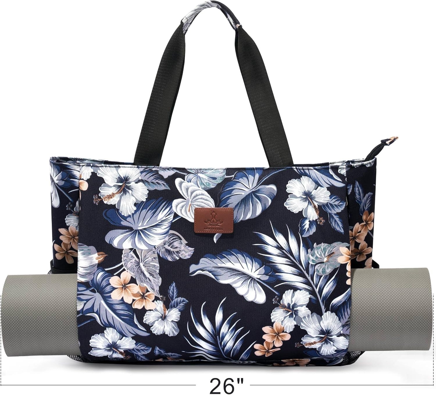 image:imageHeathyoga MultiFunctional Yoga Mat Carrier Gym Tote Bag Large Mat Pocket Womens Workout BagZipperFlowers