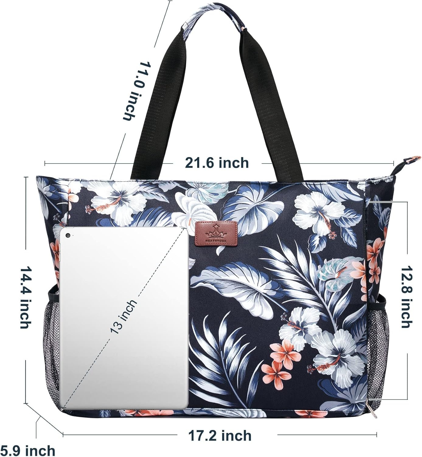 image:imageHeathyoga MultiFunctional Yoga Mat Carrier Gym Tote Bag Large Mat Pocket Womens Workout BagZipperFlowers